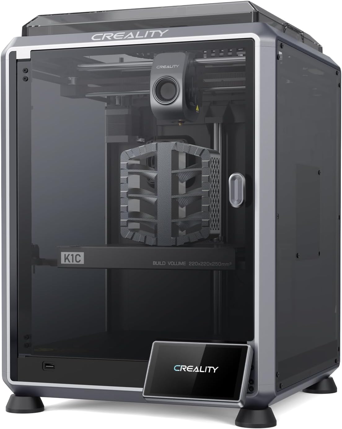 Creality K1C Impresora 3D FDM con Cámara IA - Velocidad de Impresión 600 mm/s y Nivelación Automática - Extrusor Metálico Completo para Fibra de Carbono