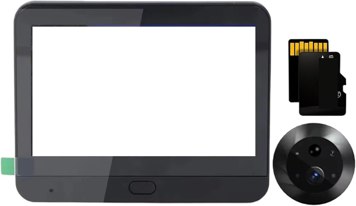 Timbre con vídeo OPTEPYOE - pantalla de 4,3 pulgadas y acabado negro - audio unidireccional con cámara de 1024p - almacenamiento de 64 GB y Bluetooth