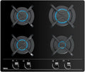 Teka GBC 64000 KBN placa de gas - Cuatro quemadores con parrillas de fundición - Autoencendido y seguridad por termopar - Cristal negro de 60 cm