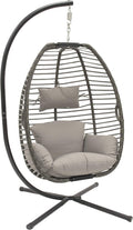 Vivere Nest Silla Colgante con Soporte Gris Moonstone - Sillón Columpio Individual de Metal para Interior y Exterior
