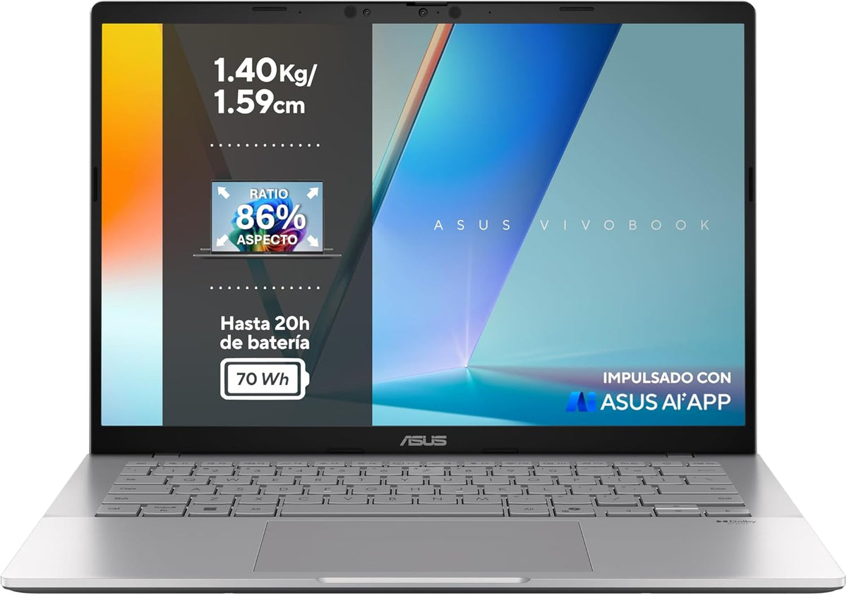 ASUS Vivobook S 14 S3407CA-LY040W portátil 14 pulgadas WUXGA - Intel Core Ultra 7 255H y 16 GB RAM - SSD 1 TB Arc 140T - Windows 11 Home gris