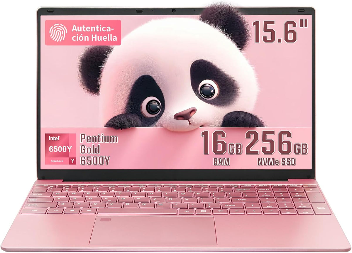Portátil 15,6 pulgadas Full HD - Intel Pentium 6500Y y 16 GB RAM - SSD 256 GB con gráficos Intel integrados - Teclado retroiluminado lector de huellas y funda española
