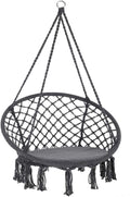 KM-1VmFtJ - Silla colgante de cuerda de algodón macramé - Asiento oscilante para interior y exterior - Diseño para jardín patio camping y viajes