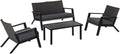 Outsunny conjunto de muebles de jardín de ratán 4 piezas - Sofá de 2 plazas y 2 sillones - Mesa de centro - Para terraza y patio negro