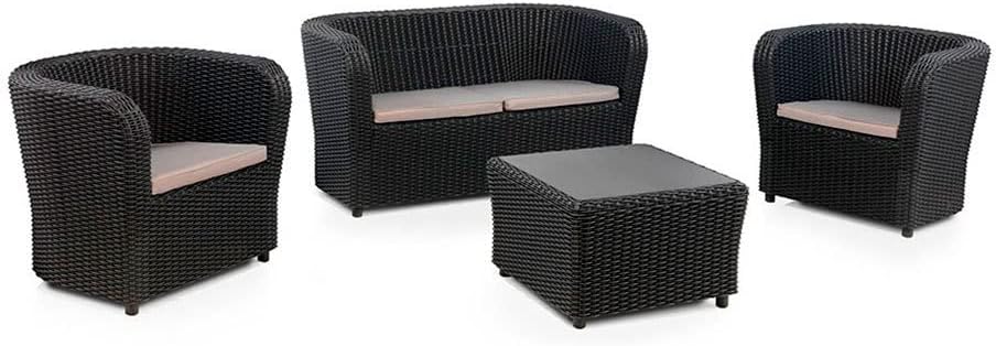 Shaf Nova Tete a Tete Conjunto de jardín 2 plazas - Muebles de salón exterior fabricados con materiales reciclados - Producción en España - Grafito para terraza balcón y jardín