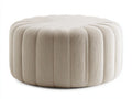 Reposapiés redondo acolchado 105x105x39 cm - beige crema - forma ondulada para salón