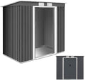 RELAX4LIFE Cobertizo Metálico de Jardín con Puerta Corredera 213 x 130 x 173 cm - Caseta Exterior con Techo Inclinado - Almacenamiento Gris Oscuro