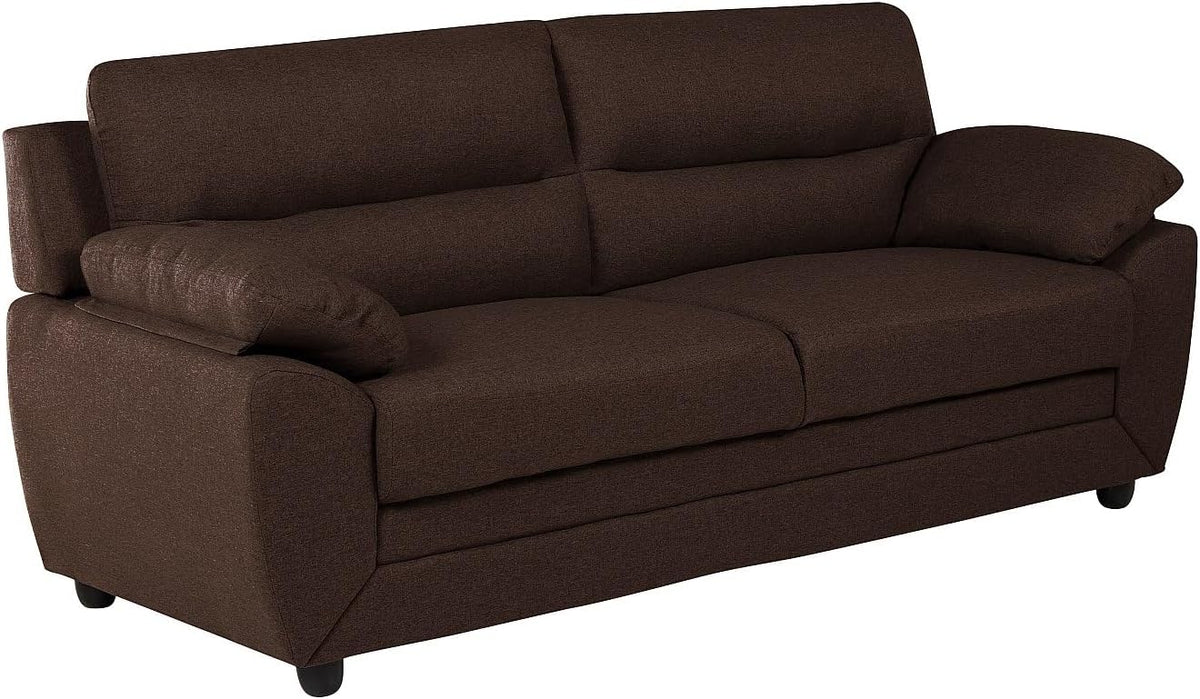 Vente-unique Manoa sofá 3 plazas - Tapizado en tela marrón y diseño estándar - Asiento de 50 cm con altura de 46 cm - 201 x 82 x 88 cm y carga máxima de 360 kg