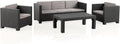 SP Berner Shaf Diva Tropea Conjunto de jardín 5 plazas - Muebles de salón exterior fabricados con materiales reciclados - Diseño para terraza patio y jardín - Antracita fabricado en España