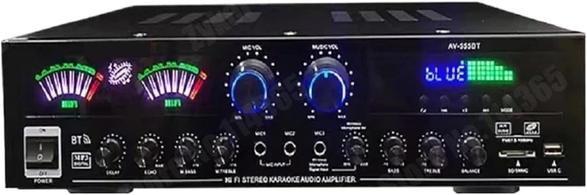 QZCX Amplificador estéreo HiFi 628BT - Pantalla dinámica 555BT y potencia máxima de 2500 W - Amplificador digital para cine en casa y coche - Diseño compacto de 51 x 33 x 17 cm