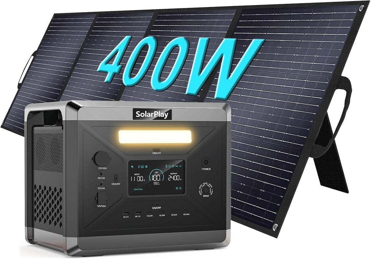 SolarPlay Q2501 estación de energía portátil - LiFePO4 de 2160 Wh y salida de 2400 W a 230 V - Doce puertos con USB C de 100 W - Carga completa en 2 h y protección UPS