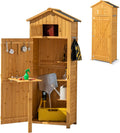KOMFOTTEU - Cobertizo de madera 75 x 50 x 180,5 cm - Techo a dos aguas y mesa plegable - Armario resistente al agua color natural