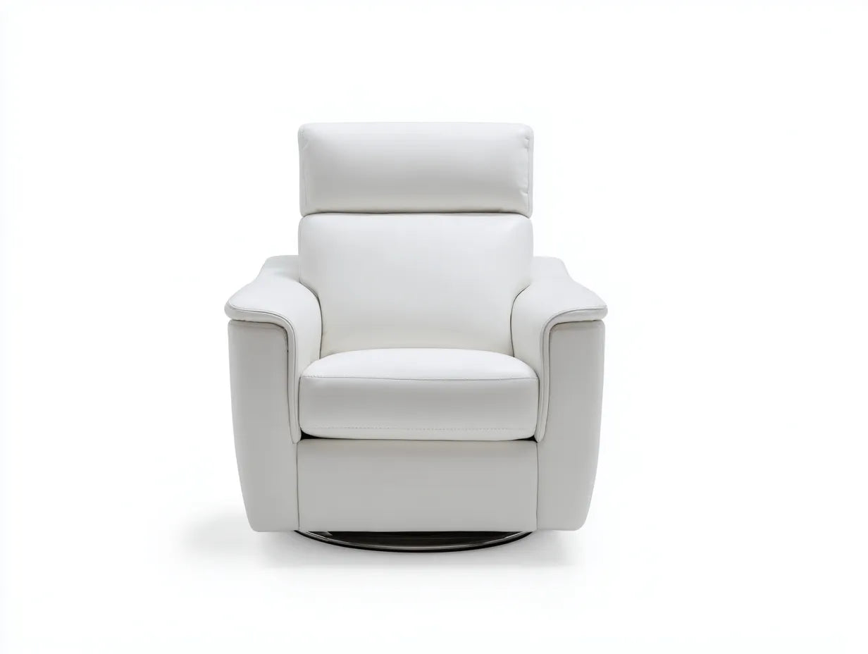 Sillón de piel 95x91x104 cm - blanco y negro - reclinable giratorio para salón