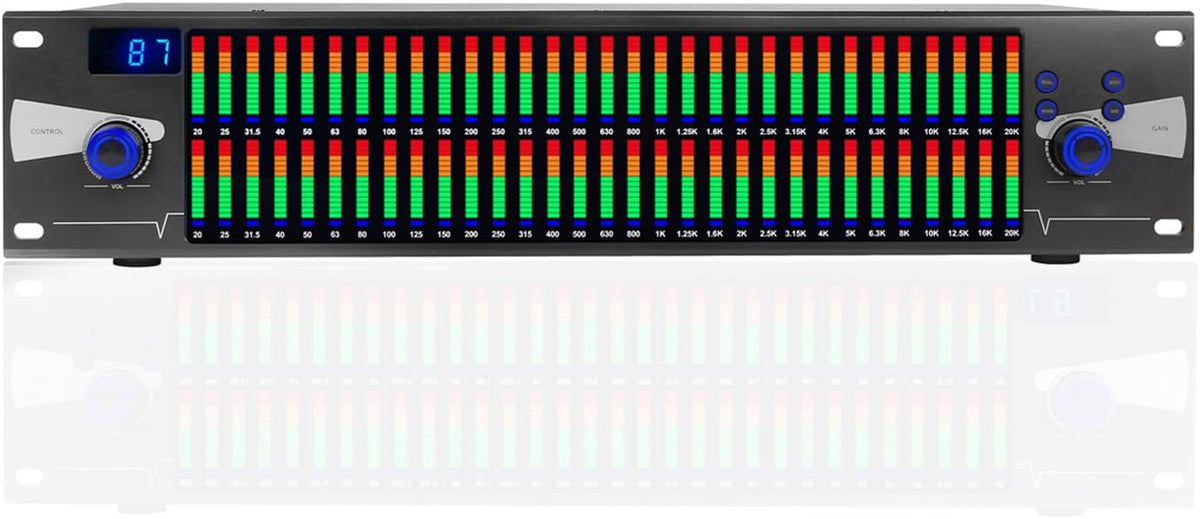 Ecualizador profesional de 31 bandas - Analizador de espectro y procesador DSP - 10 efectos configurables - Reducción automática de ruido y pantalla LED para audio