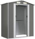 Festnight Caseta de Jardín Metálica Gris Claro - Cobertizo Exterior 192 x 108 x 223 cm - Almacenamiento con Puertas Correderas y Ventanas