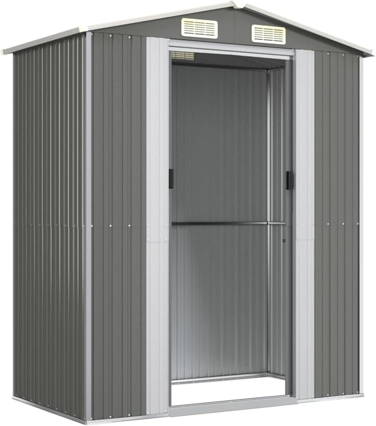 Festnight Caseta de Jardín Metálica Gris Claro - Cobertizo Exterior 192 x 108 x 223 cm - Almacenamiento con Puertas Correderas y Ventanas
