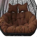Silla colgante doble para exterior - Tamaño 170 x 120 cm en color marrón - Asiento con cojín para 2 personas - Hamaca amplia para jardín patio y terraza