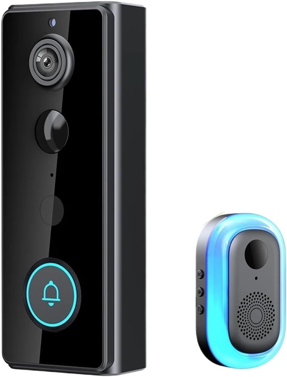 Videoportero OPTEPYOE IP65 - cámara de 1024p para control de entrada - comunicación de voz bidireccional - kit negro con Bluetooth y cable de carga