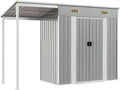 vidaXL Caseta de Jardín de Acero con Techo Extensible Gris Claro - Cobertizo Exterior 277 x 107 x 181 cm - Almacenamiento Moderno