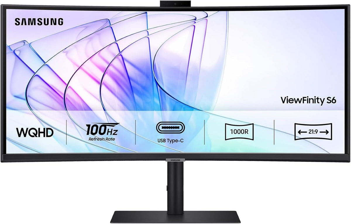 Monitor Samsung ViewFinity S6 S65VC de 34 pulgadas - resolución Ultra WQHD 3440 x 1440 - pantalla curva HDR10 con cámara integrada - USB C LAN Eye Care y 100 Hz