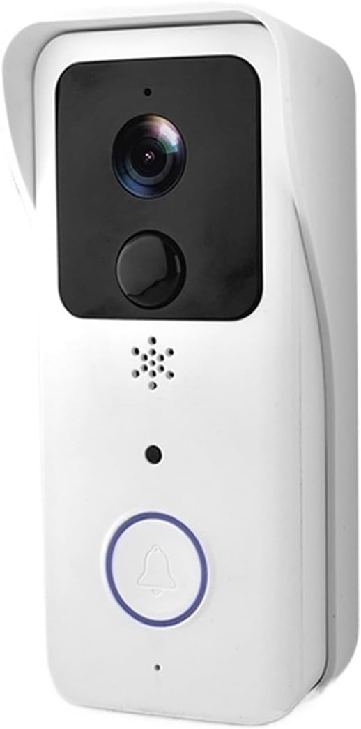 OPTEPYOE timbre con vídeo HD - Intercomunicador bidireccional para comunicación en la entrada - Alimentación mediante CA y CC - Acabado blanco con cable de carga