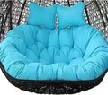 Silla Colgante Doble Huevo Exterior con Cojín Azul Celeste - Hamaca de 2 Plazas para Patio y Jardín - Asiento Cómodo Resistente para Relajación