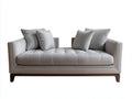 Banco acolchado de tela 205x86x74 cm - gris claro y marrón - para dormitorio con asiento capitoné