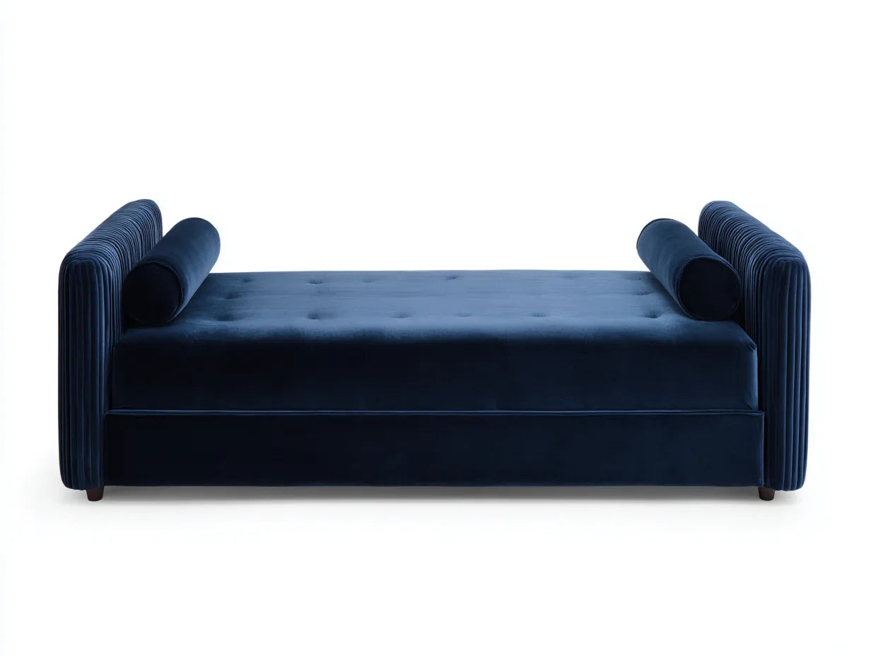 Banco cama tapizado 200x86x72 cm - azul marino - para dormitorio con superficie capitoné