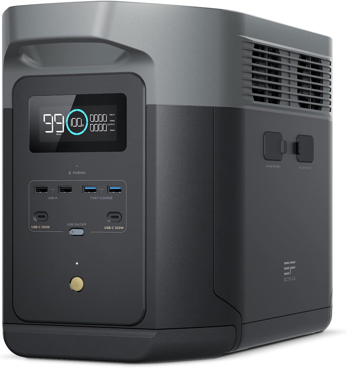 EcoFlow DELTA 2 Max estación de energía portátil - Batería LFP de 2048 Wh y hasta 3100 W - 3000 ciclos y carga al 80 por ciento en 53 min - Para hogar caravana y camping