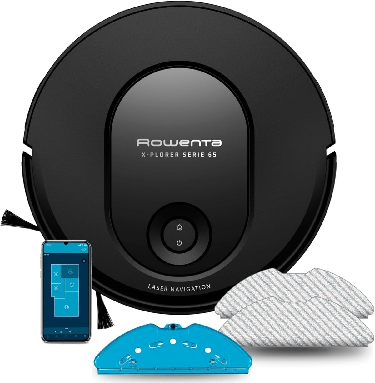 Rowenta X-Plorer Serie 65 RR8L65 robot aspirador y fregasuelos - Navegación láser y mapeo permanente - Diseño plano de 7,8 cm - Hasta 168 minutos y depósito vibratorio