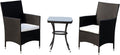 Outsunny Conjunto de jardín 3 piezas - Ratán con 2 sillones cojines y mesa sobre estructura de metal - Muebles para terraza patio y balcón - Negro de estilo moderno