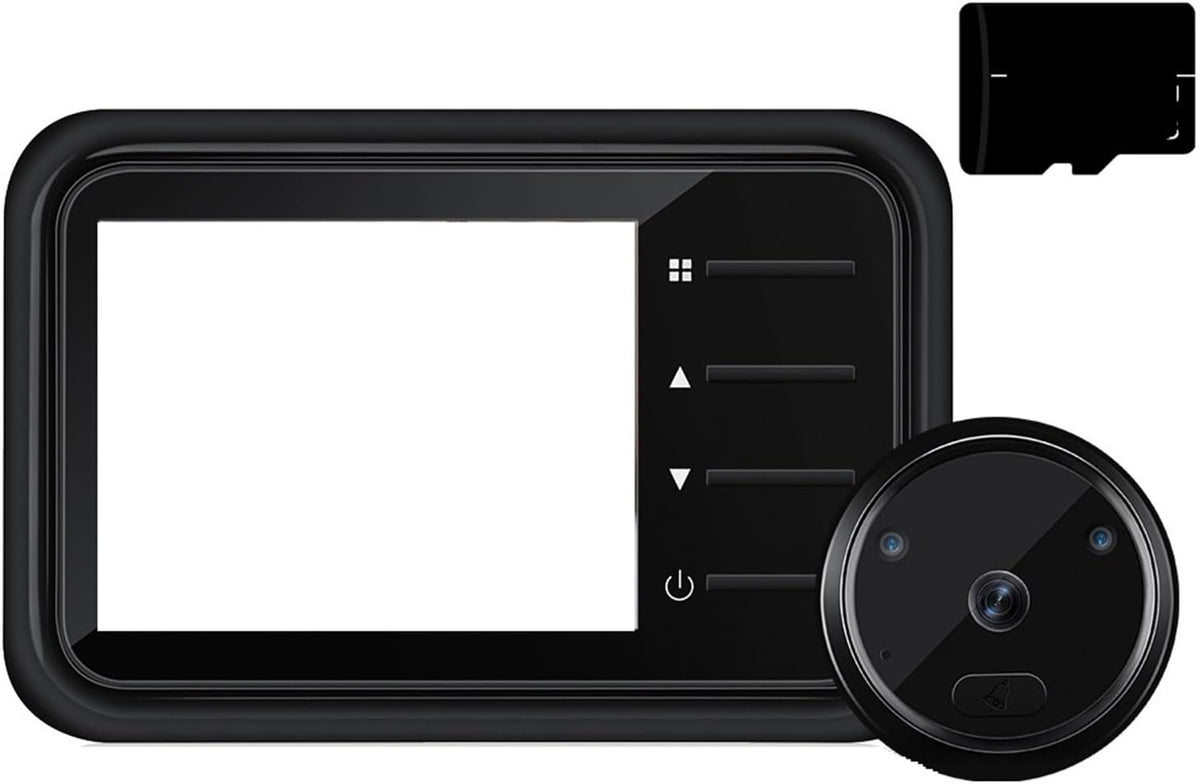 OPTEPYOE videoportero con visión nocturna - Pantalla LCD HD de 2.4 pulgadas y ángulo de 120 grados - Para puertas de 35 a 110 mm - Tarjeta de memoria de 32 GB