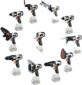 Kit herramientas eléctricas carpintería 10 en 1 - Taladro impacto llave y sierras eléctricas - Batería de ion litio 4 A - Con motosierra sierra sable y sierra circular