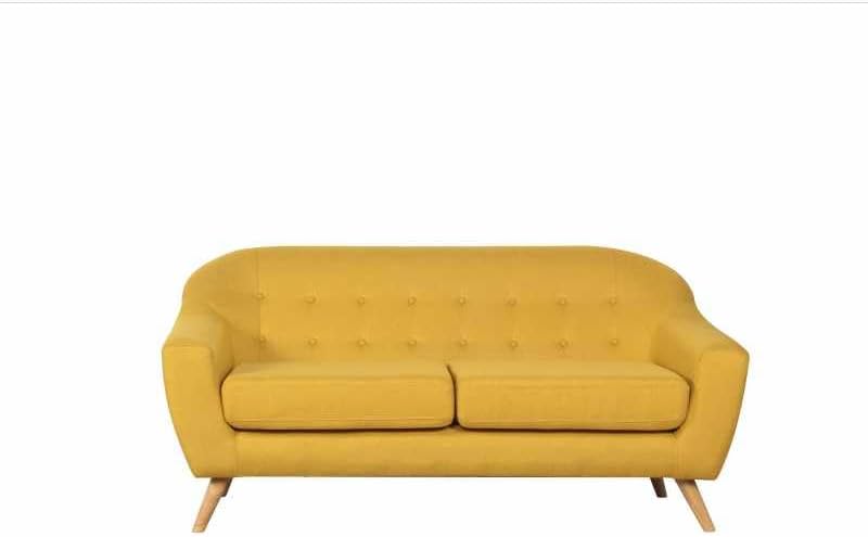 Mueblix Marte Sofá cama 3 plazas - Espuma de poliuretano en asiento respaldo y reposabrazos - 177 x 82 x 82 cm - Amarillo con diseño minimalista y sin montaje