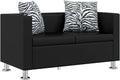 vidaXL Sofá 2 plazas de piel artificial - Diseño estándar con asiento de 50,5 cm de profundidad - 62,5 x 63 x 63 cm - Negro sin montaje para espacios compactos