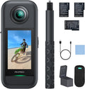 AKASO 360 cámara de acción Kit de Creador - Vídeo 5,7K 360 y fotos de 72 MP - Pantalla táctil de 2,29 pulgadas y WiFi - Palo selfie invisible y formato MP4