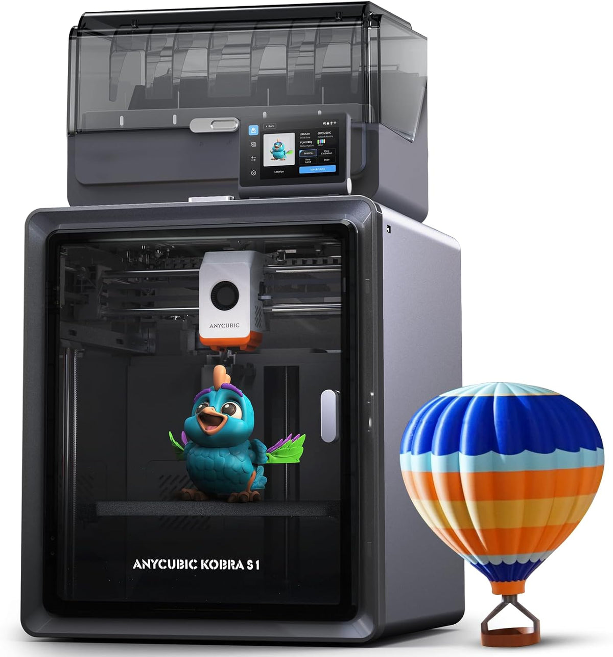 ANYCUBIC Kobra S1 Combo Impresora 3D FDM Multicolor - Sistema CoreXY Cerrado con Secado e Impresión Integrados - Velocidad 600 mmss Volumen 250 x 250 x 250 mm