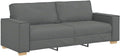 vidaXL Sofá 3 plazas de tela - Tapizado de poliéster con brazos rectos y asiento de 50 cm - 180 cm de ancho - Gris oscuro para sala de estar con diseño estándar