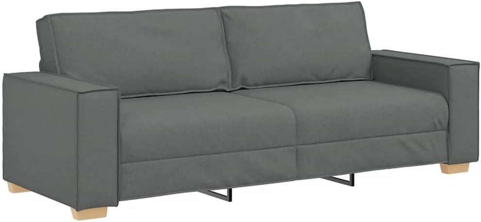 vidaXL Sofá 3 plazas de tela - Tapizado de poliéster con brazos rectos y asiento de 50 cm - 180 cm de ancho - Gris oscuro para sala de estar con diseño estándar