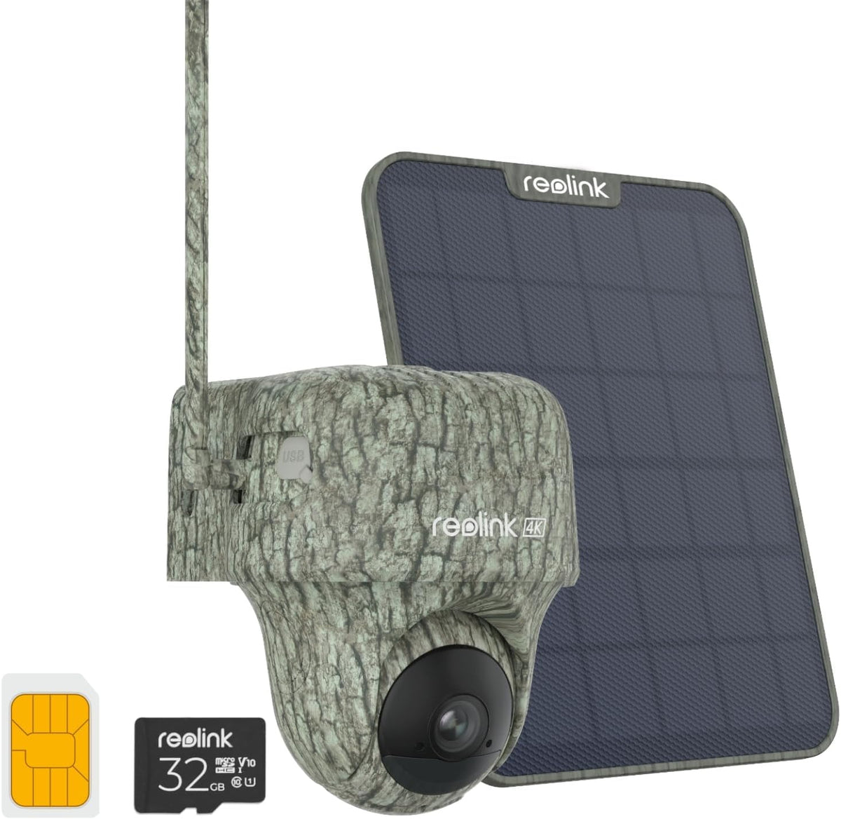 Reolink Go Ranger PT cámara exterior 4G - Vídeo 4K con visión nocturna - Detección IA y reconocimiento de animales - Panel solar de 6 W y microSD de 32 GB