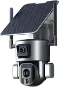 Cámara solar PTZ para exterior - Resolución 4K de 8 MP y cobertura de 360 grados - Doble lente con zoom óptico 10X - Batería de 20000 mAh e IP66