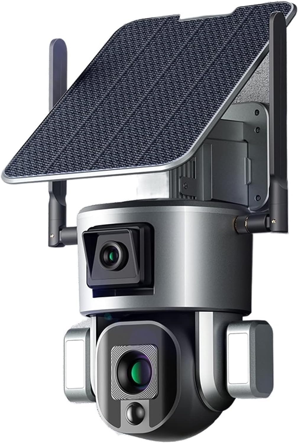 Cámara solar PTZ para exterior - Resolución 4K de 8 MP y cobertura de 360 grados - Doble lente con zoom óptico 10X - Batería de 20000 mAh e IP66