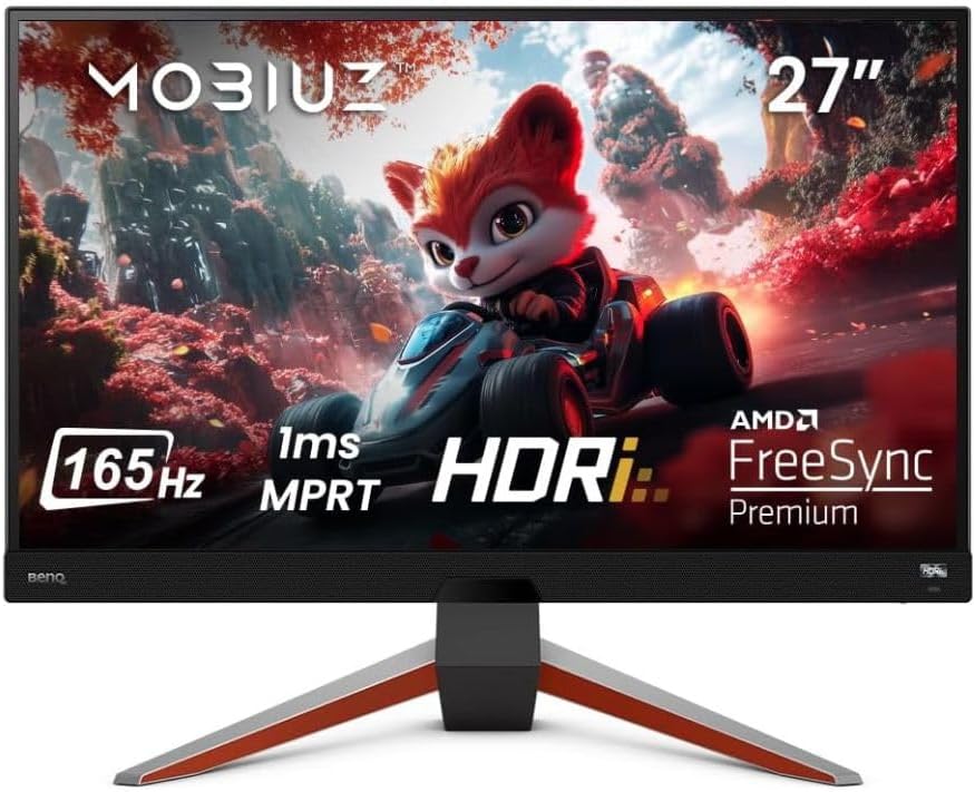 BenQ MOBIUZ EX2710Q monitor gaming - Pantalla IPS QHD de 27 pulgadas y 165 Hz - Tiempo de respuesta de 1 ms y HDR400 - FreeSync Premium y altavoces integrados