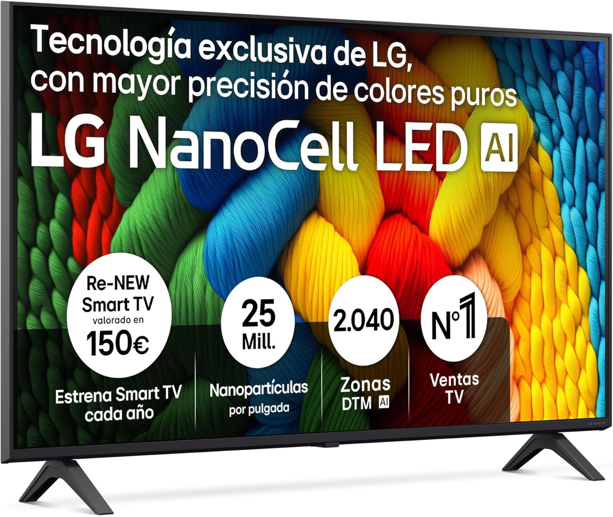 LG 43NANO80A6B NanoCell Smart TV 43 Pulgadas 4K - LED IA webOS 25 con Super Upscaling Dolby Digital Plus Alexa Google Assistant