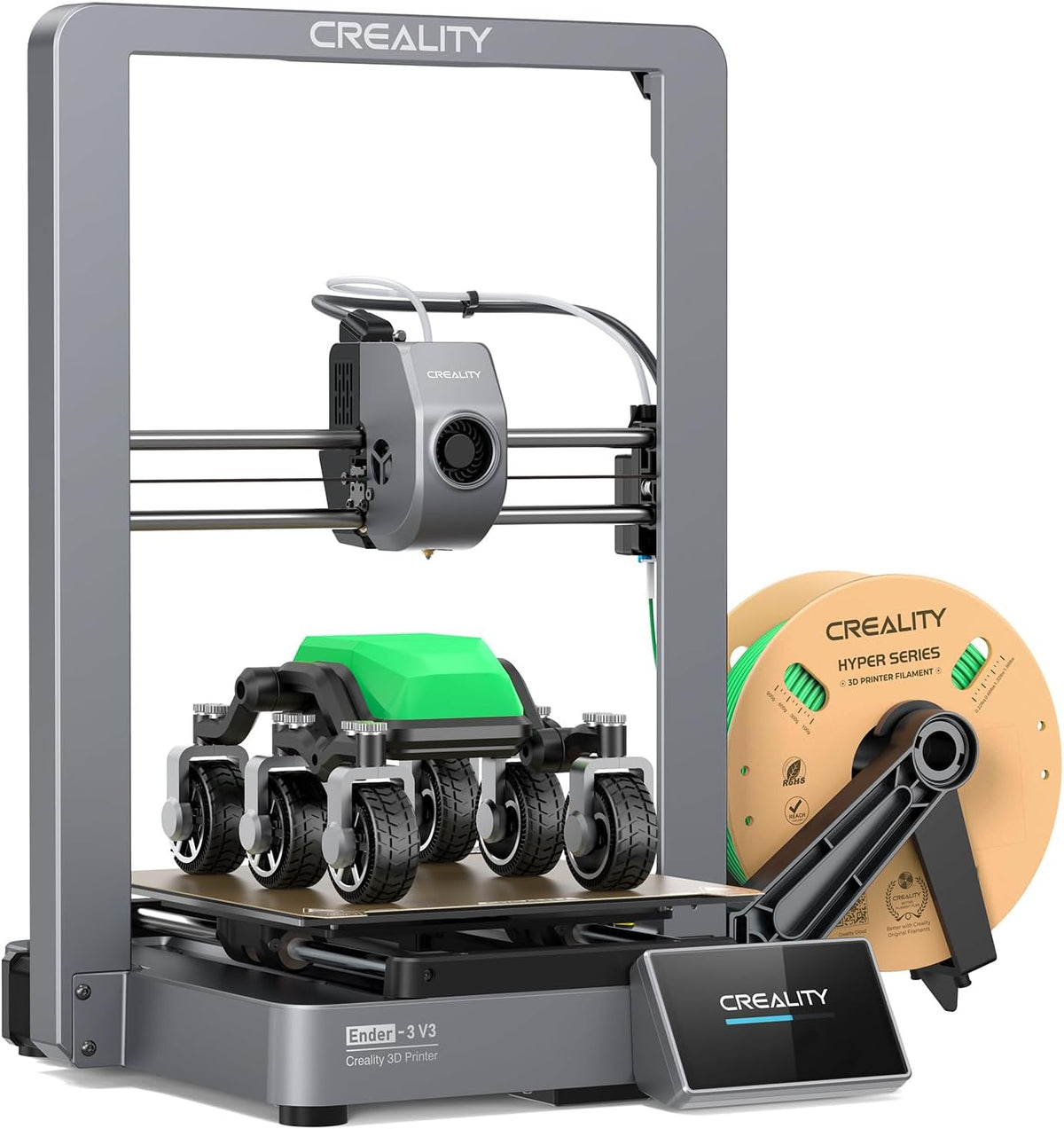 Creality Ender-3 V3 - Impresora 3D FDM 600 mm s CoreXZ - Autonivelación y extrusora directa de doble marcha - Boquilla trimetálica para varios filamentos