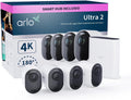 Sistema Arlo Ultra 2 - conjunto de 4 cámaras WiFi exteriores 4K - visión nocturna en color y sensor de movimiento - batería y control con Amazon Alexa