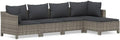 vidaXL Conjunto de jardín 5 piezas - Ratán sintético con cojines para salón exterior - Configuración modular para terraza jardín y patio - Gris moderno con peso de 34,2 kg