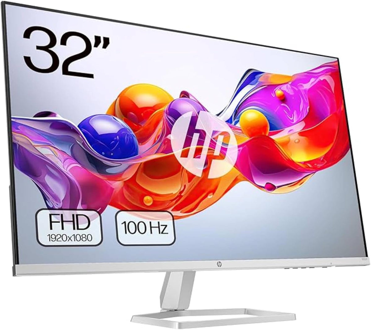 HP 532sf monitor Full HD - Pantalla VA de 31.5 pulgadas y 100 Hz - Respuesta de 5 ms con contraste 3000 a 1 - Diseño sin marco negro con soporte plateado