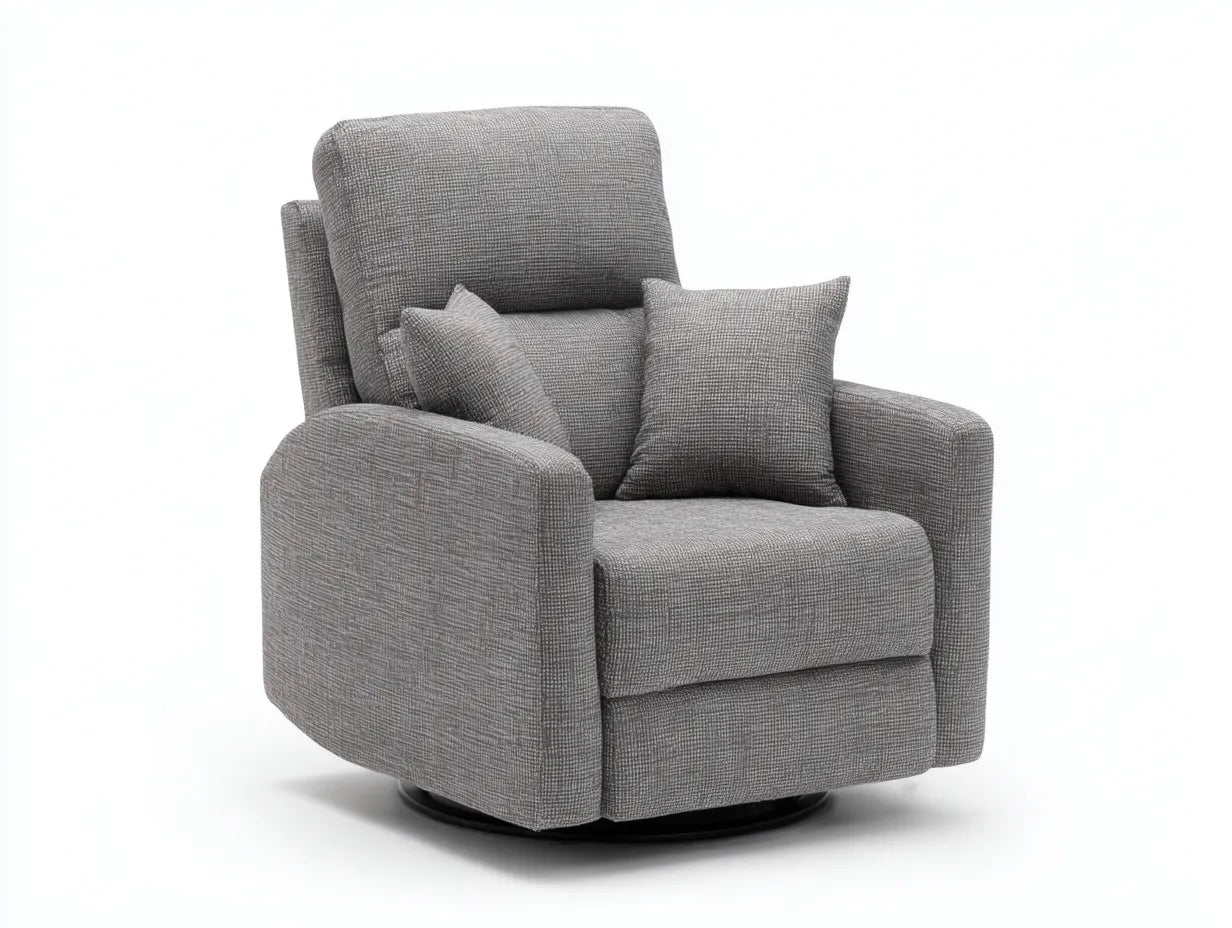 Sillón de tela 94x90x103 cm - gris y negro - giratorio para salón