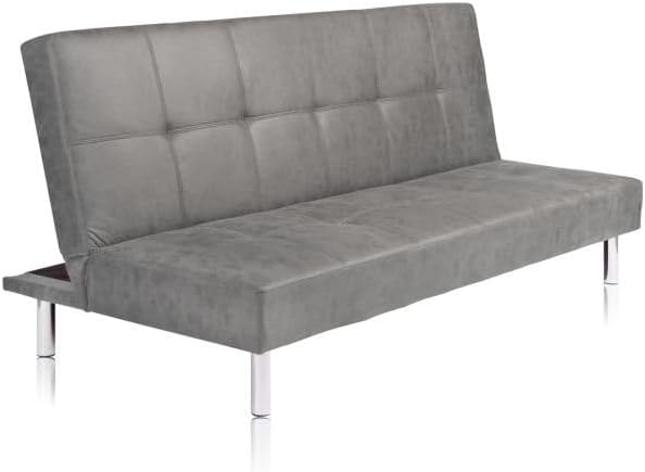SHIITO Levis Sofá cama clic clac 3 plazas - Diseño capitoné con apertura convertible y sin montaje - 188 x 88 x 88 cm - Cemento con capacidad máxima de 300 kg